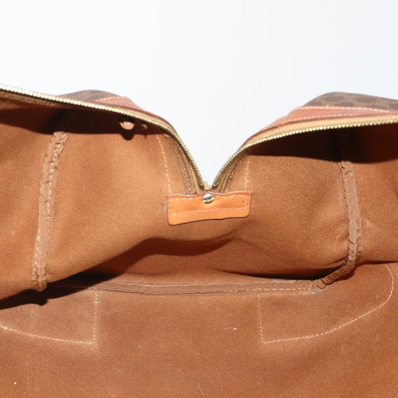 CELINE Macadam Canvas Boston Bag PVC Leather Brown Gold Auth 200952
