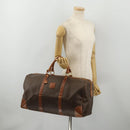 CELINE Macadam Canvas Boston Bag PVC Leather Brown Gold Auth 200952-25