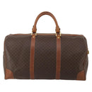 CELINE Macadam Canvas Boston Bag PVC Leather Brown Gold Auth 200952-2