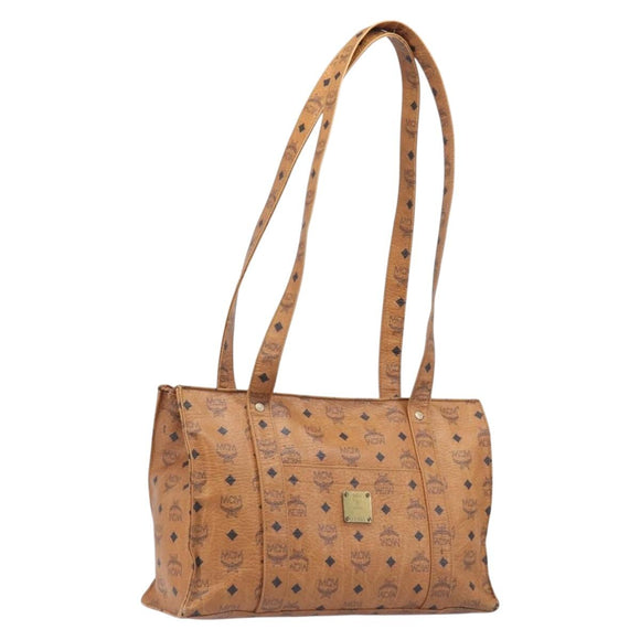 MCM Vicetos Logogram Tote Bag PVC Leather Brown Gold Auth 200953