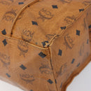 MCM Vicetos Logogram Tote Bag PVC Leather Brown Gold Auth 200953-9