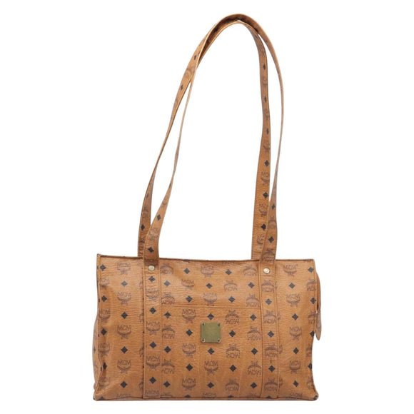 MCM Vicetos Logogram Tote Bag PVC Leather Brown Gold Auth 200953