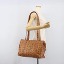 MCM Vicetos Logogram Tote Bag PVC Leather Brown Gold Auth 200953-22