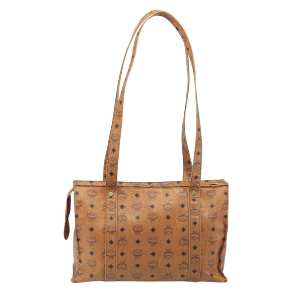 MCM Vicetos Logogram Tote Bag PVC Leather Brown Gold Auth 200953