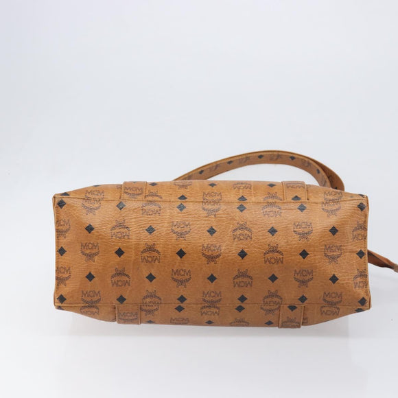 MCM Vicetos Logogram Tote Bag PVC Leather Brown Gold Auth 200953
