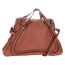 Chloe Paraty Hand Bag Leather 2way Brown Gold Auth 200955V-1
