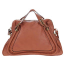 Chloe Paraty Hand Bag Leather 2way Brown Gold Auth 200955V-2