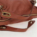 Chloe Paraty Hand Bag Leather 2way Brown Gold Auth 200955V-8