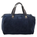 LOEWE Hand Bag Suede Navy Gold Auth 200957-2