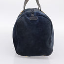 LOEWE Hand Bag Suede Navy Gold Auth 200957-3