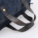 LOEWE Hand Bag Suede Navy Gold Auth 200957-7