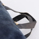 LOEWE Hand Bag Suede Navy Gold Auth 200957-8