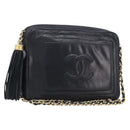 CHANEL Matelasse Chain Shoulder Bag Lamb Skin Black Gold CC Auth 200959V-1