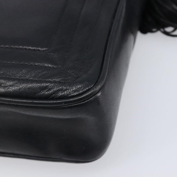 CHANEL Matelasse Chain Shoulder Bag Lamb Skin Black Gold CC Auth 200959V