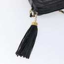 CHANEL Matelasse Chain Shoulder Bag Lamb Skin Black Gold CC Auth 200959V-15