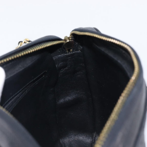 CHANEL Matelasse Chain Shoulder Bag Lamb Skin Black Gold CC Auth 200959V