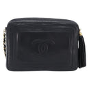 CHANEL Matelasse Chain Shoulder Bag Lamb Skin Black Gold CC Auth 200959V-3
