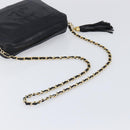 CHANEL Matelasse Chain Shoulder Bag Lamb Skin Black Gold CC Auth 200959V-7