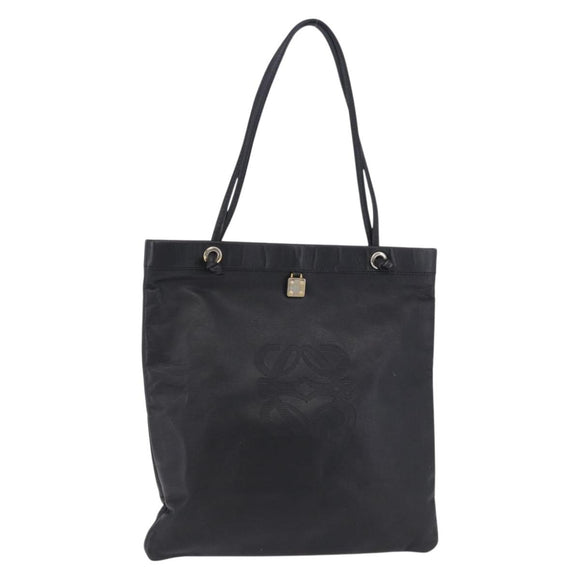 LOEWE Tote Bag Leather Black Gold Auth 200960