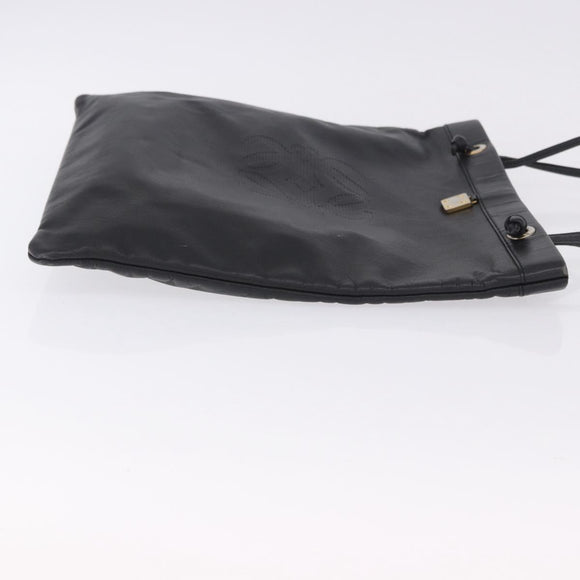 LOEWE Tote Bag Leather Black Gold Auth 200960