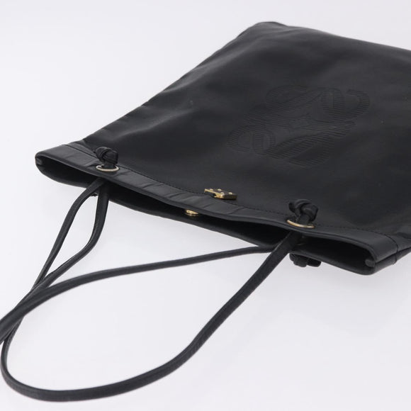 LOEWE Tote Bag Leather Black Gold Auth 200960