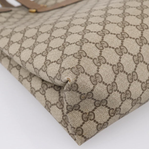 GUCCI GG Supreme Tote Bag PVC Beige Gold 39 02 061 Auth 200961