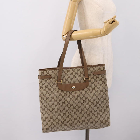 GUCCI GG Supreme Tote Bag PVC Beige Gold 39 02 061 Auth 200961