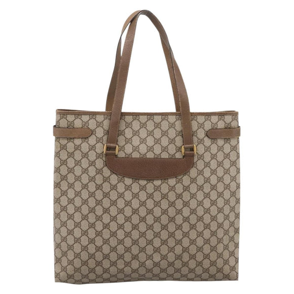 GUCCI GG Supreme Tote Bag PVC Beige Gold 39 02 061 Auth 200961