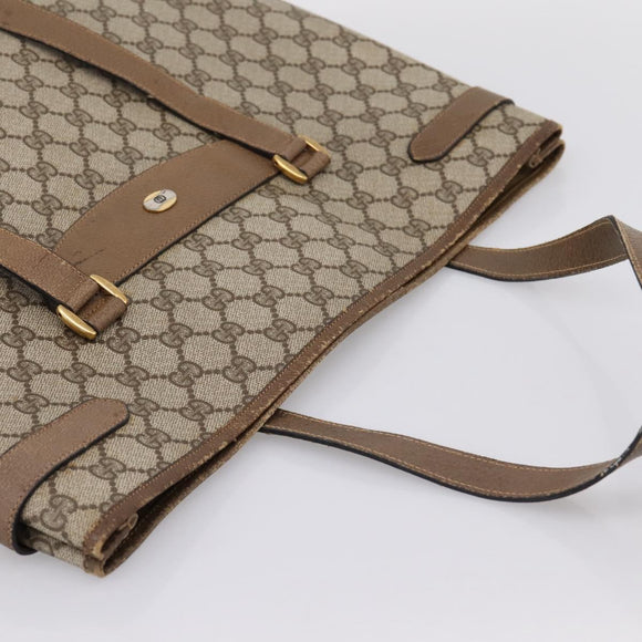 GUCCI GG Supreme Tote Bag PVC Beige Gold 39 02 061 Auth 200961
