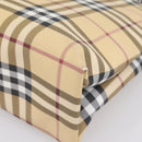 BURBERRY Nova Check Hand Bag PVC Beige Silver Auth 200962-14
