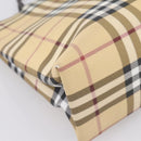 BURBERRY Nova Check Hand Bag PVC Beige Silver Auth 200962-15