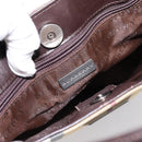 BURBERRY Nova Check Hand Bag PVC Beige Silver Auth 200962-10