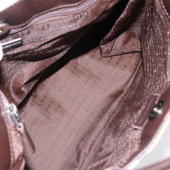 BURBERRY Nova Check Hand Bag PVC Beige Silver Auth 200962