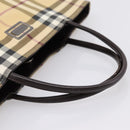 BURBERRY Nova Check Hand Bag PVC Beige Silver Auth 200962-7