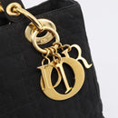 Christian Dior Lady Dior Canage Hand Bag Canvas Black Gold Auth 200963-14