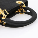 Christian Dior Lady Dior Canage Hand Bag Canvas Black Gold Auth 200963-7