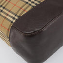 BURBERRY Nova Check Tote Bag Canvas Beige Gold Auth 200966-11
