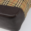 BURBERRY Nova Check Tote Bag Canvas Beige Gold Auth 200966-12