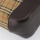 BURBERRY Nova Check Tote Bag Canvas Beige Gold Auth 200966-13