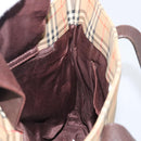BURBERRY Nova Check Tote Bag Canvas Beige Gold Auth 200966-15