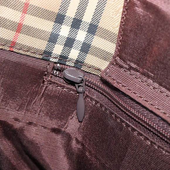 BURBERRY Nova Check Tote Bag Canvas Beige Gold Auth 200966