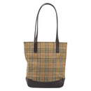 BURBERRY Nova Check Tote Bag Canvas Beige Gold Auth 200966-2