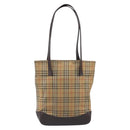 BURBERRY Nova Check Tote Bag Canvas Beige Gold Auth 200966-3
