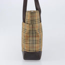 BURBERRY Nova Check Tote Bag Canvas Beige Gold Auth 200966-5