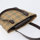 BURBERRY Nova Check Tote Bag Canvas Beige Gold Auth 200966-6