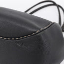 FENDI Celeria Tote Bag Leather Black Silver Auth 200968A-14