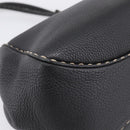 FENDI Celeria Tote Bag Leather Black Silver Auth 200968A-15
