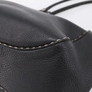 FENDI Celeria Tote Bag Leather Black Silver Auth 200968A-16