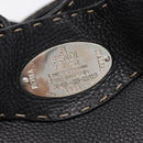 FENDI Celeria Tote Bag Leather Black Silver Auth 200968A-17