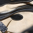 FENDI Celeria Tote Bag Leather Black Silver Auth 200968A-18